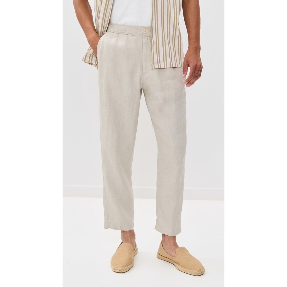 WAX LONDON Pants Mens Size 36 Tan Straight Leg 100% Linen KURT Trouser $175